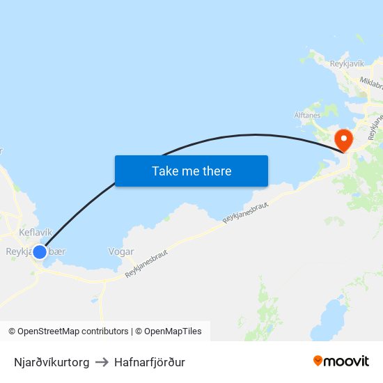 Njarðvíkurtorg to Hafnarfjörður map