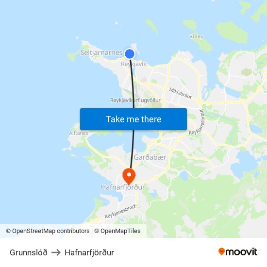 Grunnslóð to Hafnarfjörður map