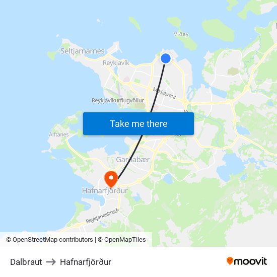 Dalbraut to Hafnarfjörður map