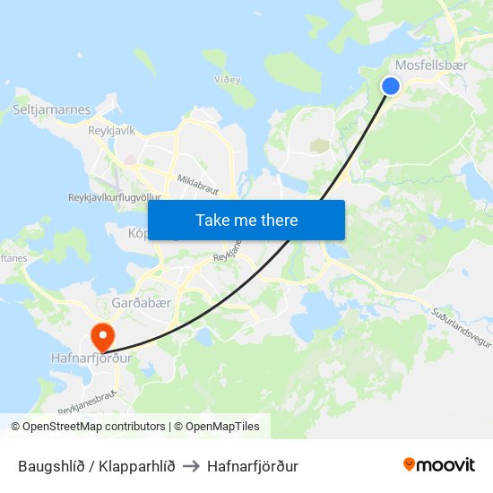 Baugshlíð / Klapparhlíð to Hafnarfjörður map