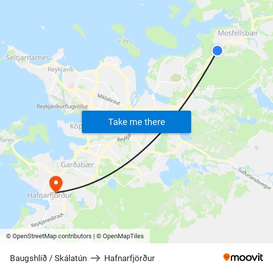 Baugshlíð / Skálatún to Hafnarfjörður map