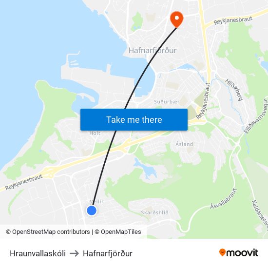 Hraunvallaskóli to Hafnarfjörður map