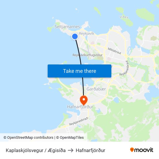 Kaplaskjólsvegur / Ægisíða to Hafnarfjörður map