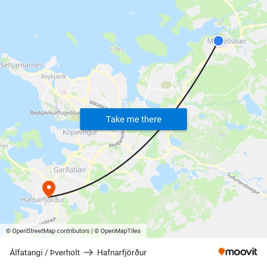 Álfatangi / Þverholt to Hafnarfjörður map