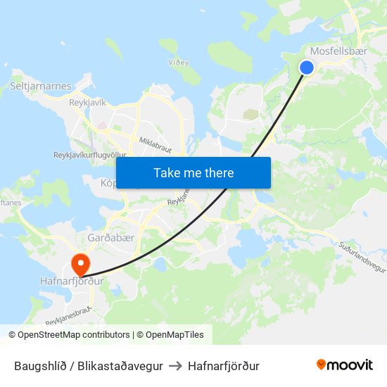 Baugshlíð / Blikastaðavegur to Hafnarfjörður map