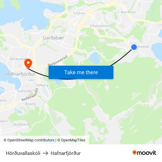 Hörðuvallaskóli to Hafnarfjörður map