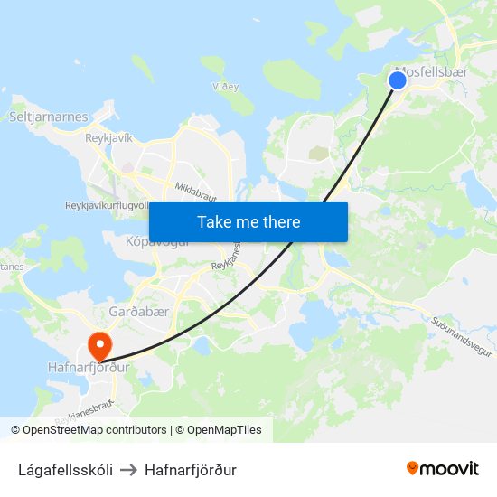 Lágafellsskóli to Hafnarfjörður map