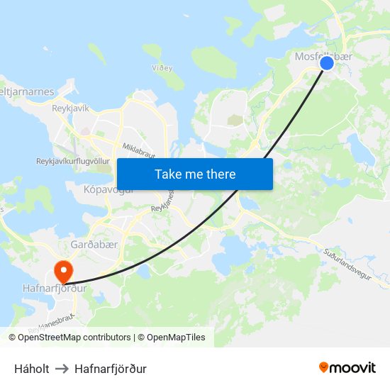 Háholt to Hafnarfjörður map