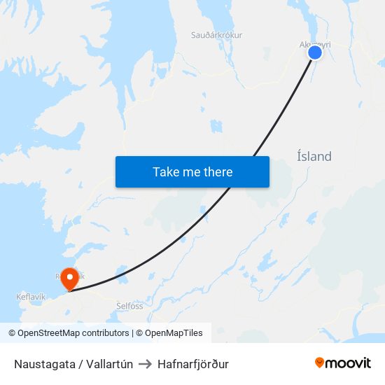 Naustagata / Vallartún to Hafnarfjörður map