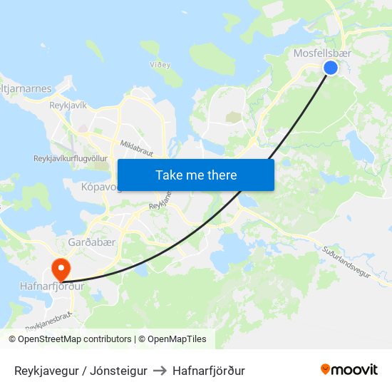 Reykjavegur / Jónsteigur to Hafnarfjörður map