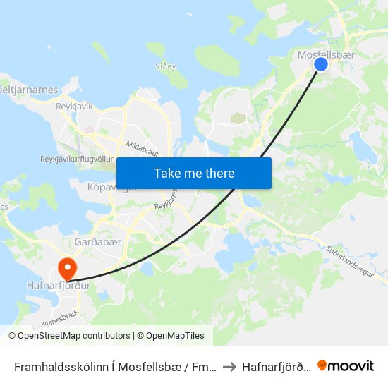 Framhaldsskólinn Í Mosfellsbæ / Fmos to Hafnarfjörður map