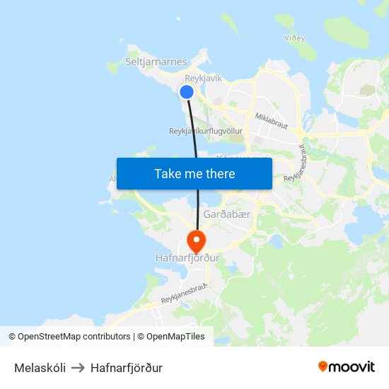 Melaskóli to Hafnarfjörður map