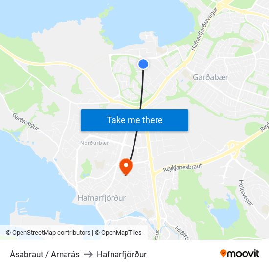 Ásabraut / Arnarás to Hafnarfjörður map