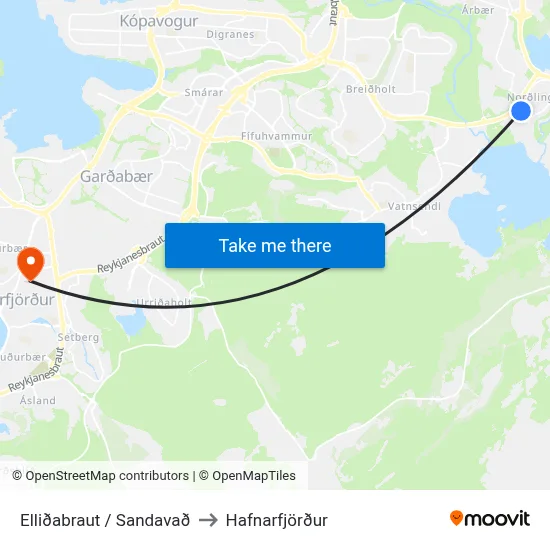 Elliðabraut / Sandavað to Hafnarfjörður map