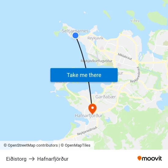 Eiðistorg to Hafnarfjörður map