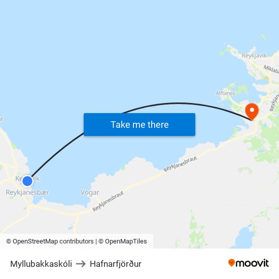 Myllubakkaskóli to Hafnarfjörður map