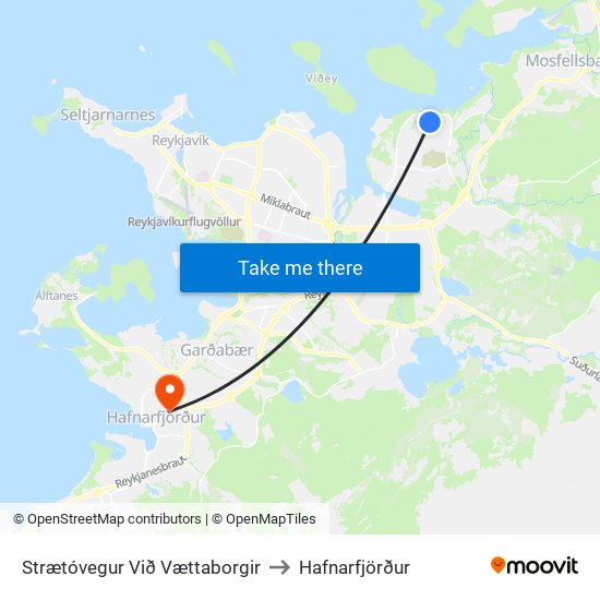 Strætóvegur Við Vættaborgir to Hafnarfjörður map