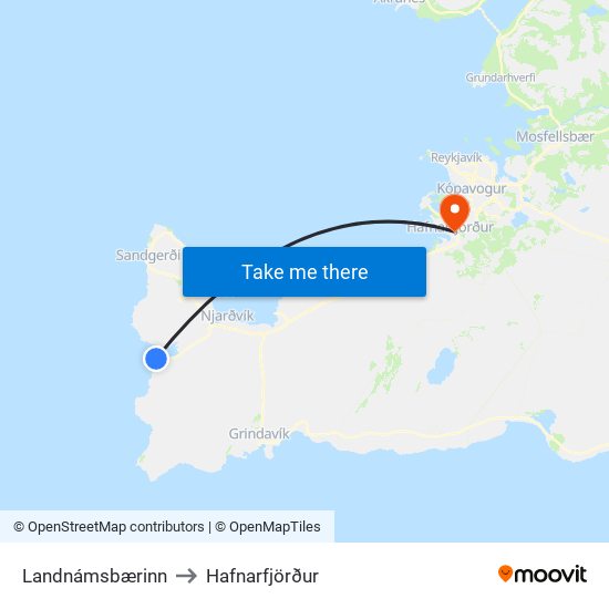 Landnámsbærinn to Hafnarfjörður map