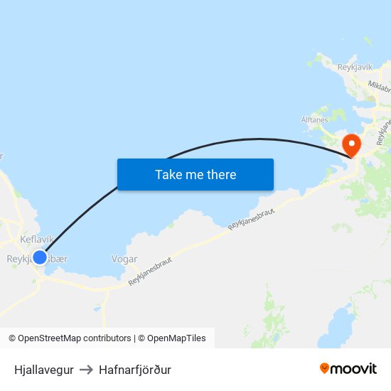 Hjallavegur to Hafnarfjörður map