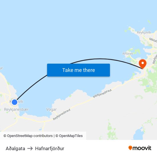 Aðalgata to Hafnarfjörður map