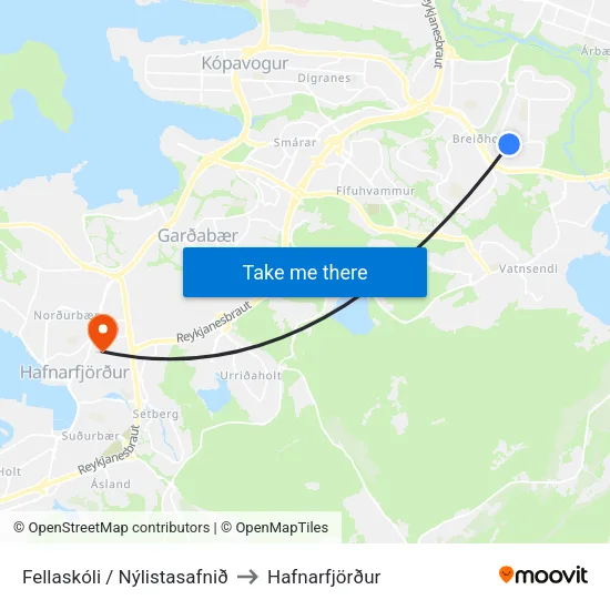 Fellaskóli / Nýlistasafnið to Hafnarfjörður map
