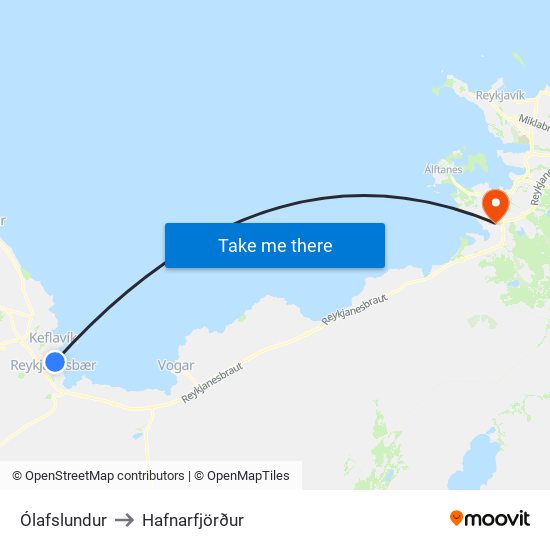 Ólafslundur to Hafnarfjörður map