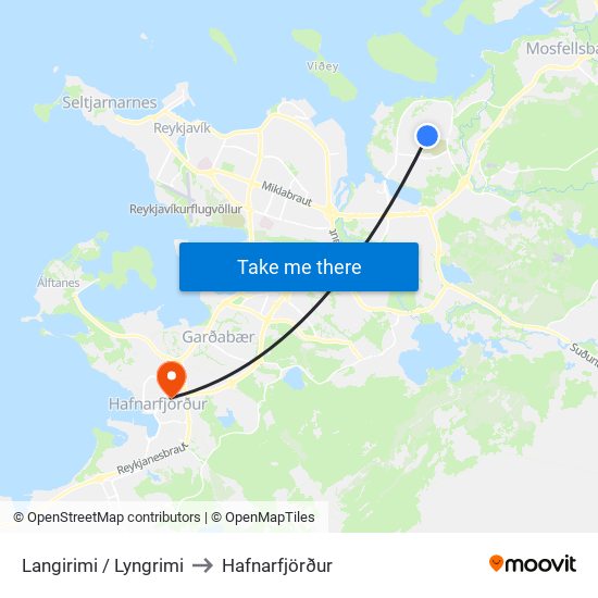 Langirimi / Lyngrimi to Hafnarfjörður map