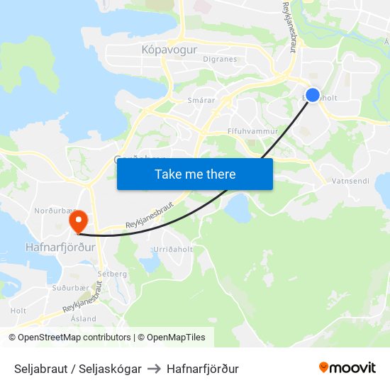 Seljabraut / Seljaskógar to Hafnarfjörður map