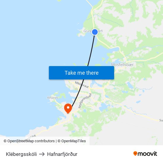 Klébergsskóli to Hafnarfjörður map