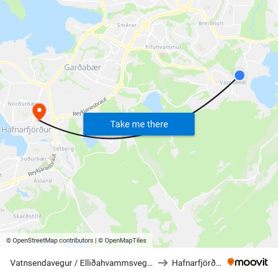 Vatnsendavegur / Elliðahvammsvegur to Hafnarfjörður map