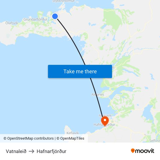 Vatnaleið to Hafnarfjörður map