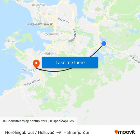Norðlingabraut / Helluvað to Hafnarfjörður map