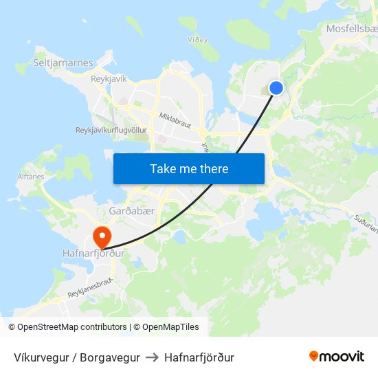 Víkurvegur / Borgavegur to Hafnarfjörður map