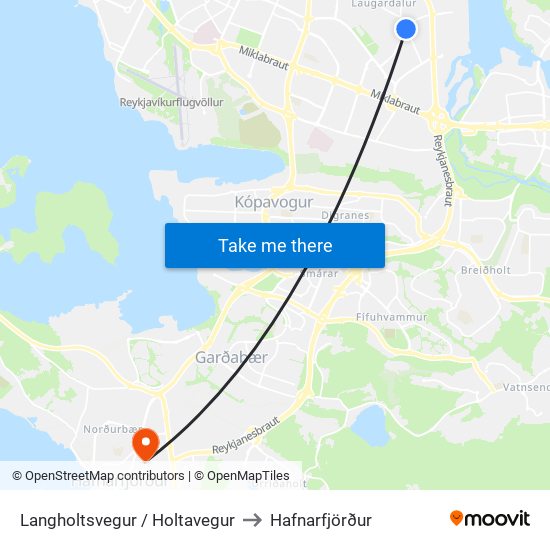 Langholtsvegur / Holtavegur to Hafnarfjörður map