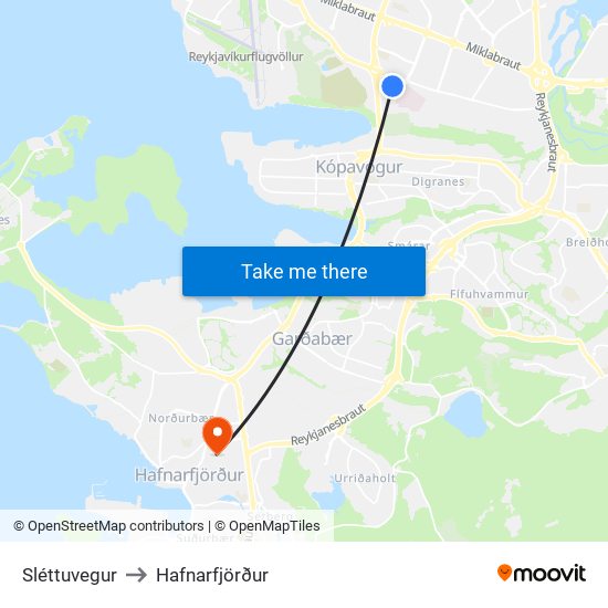 Sléttuvegur to Hafnarfjörður map