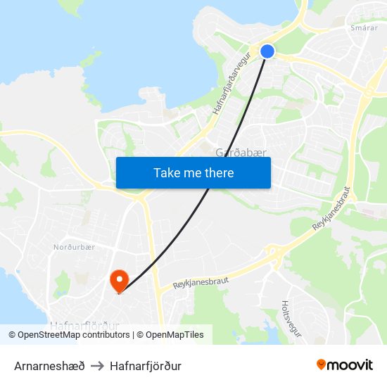 Arnarneshæð to Hafnarfjörður map