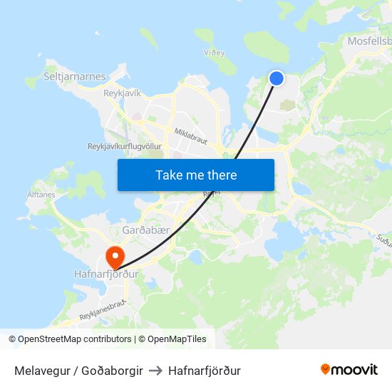 Melavegur / Goðaborgir to Hafnarfjörður map