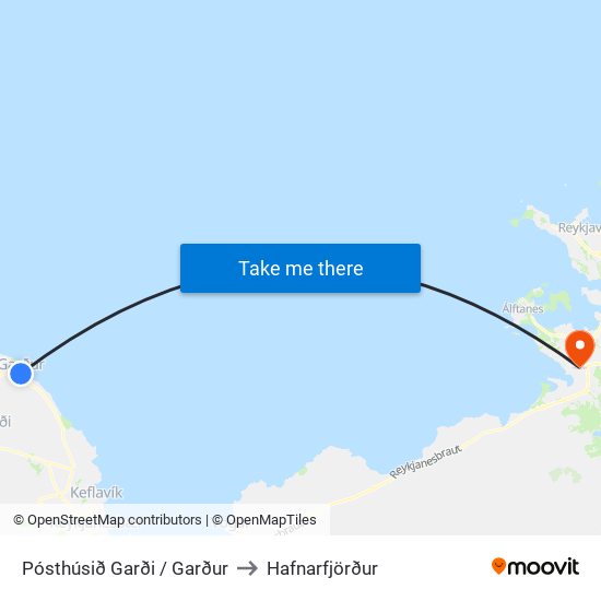 Pósthúsið Garði / Garður to Hafnarfjörður map