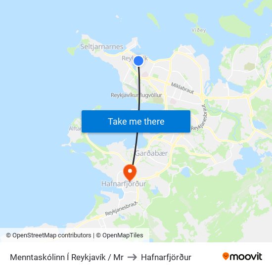 Menntaskólinn Í Reykjavík / Mr to Hafnarfjörður map