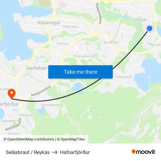 Selásbraut / Reykás to Hafnarfjörður map