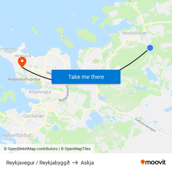 Reykjavegur / Reykjabyggð to Askja map