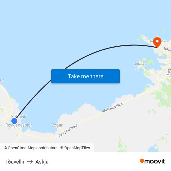 Iðavellir to Askja map