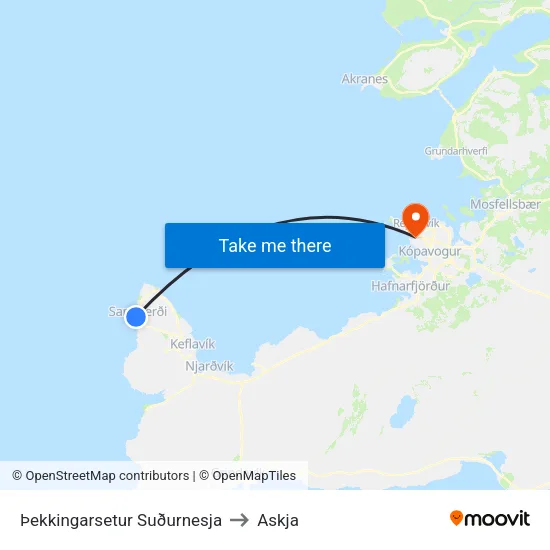 Þekkingarsetur Suðurnesja to Askja map
