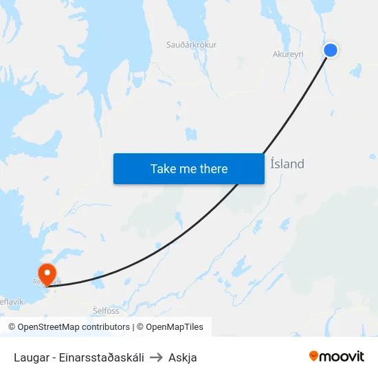 Laugar - Einarsstaðaskáli to Askja map