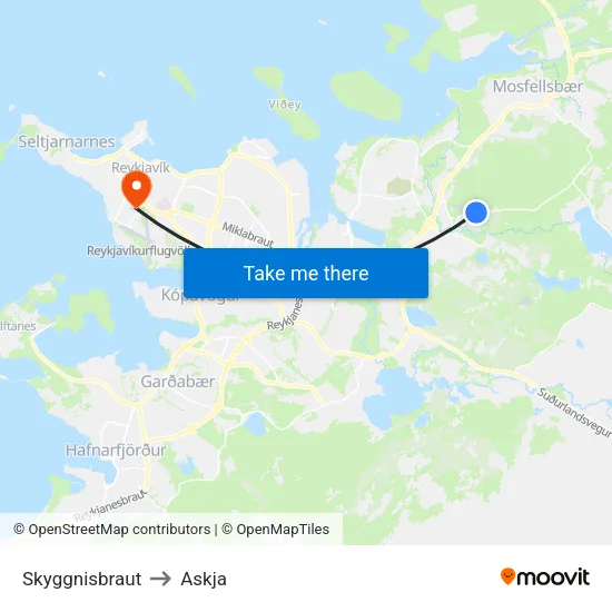 Skyggnisbraut to Askja map