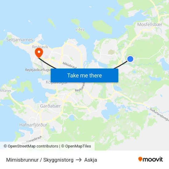 Mímisbrunnur / Skyggnistorg to Askja map