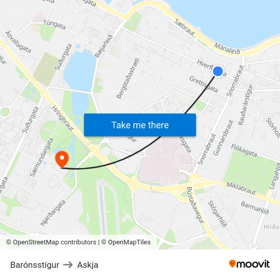 Barónsstígur to Askja map