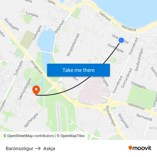 Barónsstígur to Askja map