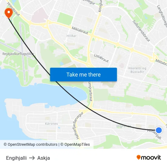 Engihjalli to Askja map