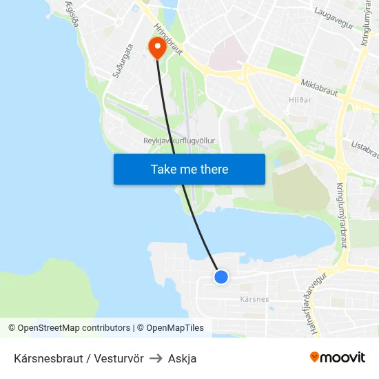 Kársnesbraut / Vesturvör to Askja map